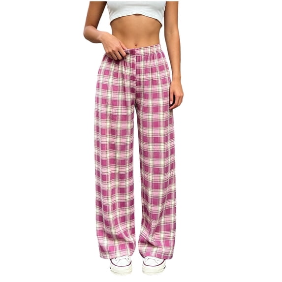 Nolissa Women's Pajama Soft Comfy Baggy Plaid Lounge Pants Comfy Wide Leg Pants Sleepwear with Pockets