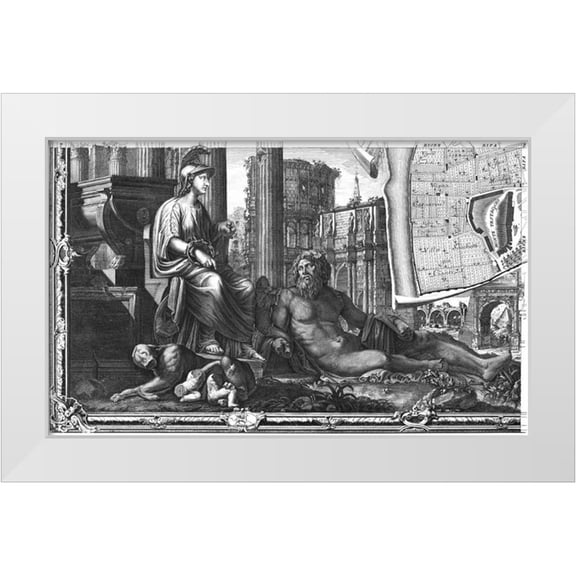 Nolli, Giovanni Battista  14x10 White Modern Wood Framed Museum Art Print Titled - Rome Sectional Map