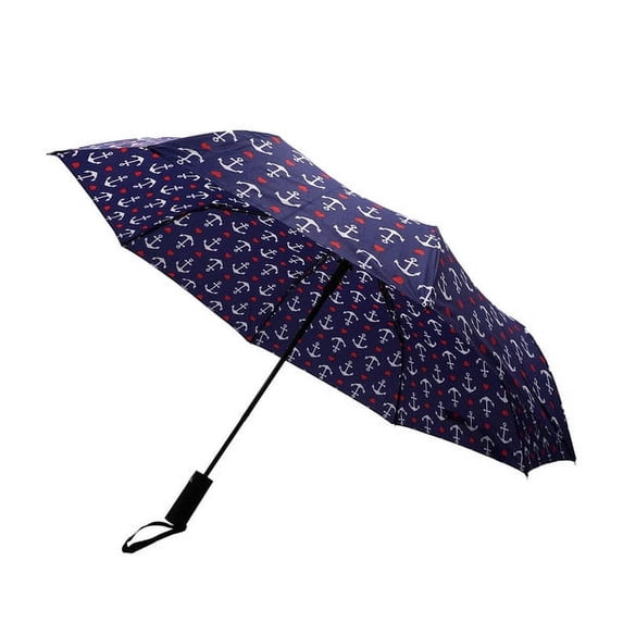 Nollia Windproof Automatic Travel Umbrella, Compact Portable with Reinforced Ribs for Sun & Rain-Automatic Nautical Anchor
