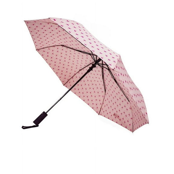 Nollia Windproof Automatic Travel Umbrella, Compact Portable with Reinforced Ribs for Sun & Rain-Automatic Pink Flamingo