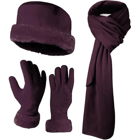 Nollia Women Winter Fleece Hat, Scarf & Gloves Set – Soft Warm Cold Weather Accessories