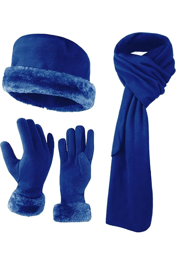 Women Winter Fleece Hat, Scarf & Gloves Set – Soft Warm Cold Weather Accessories