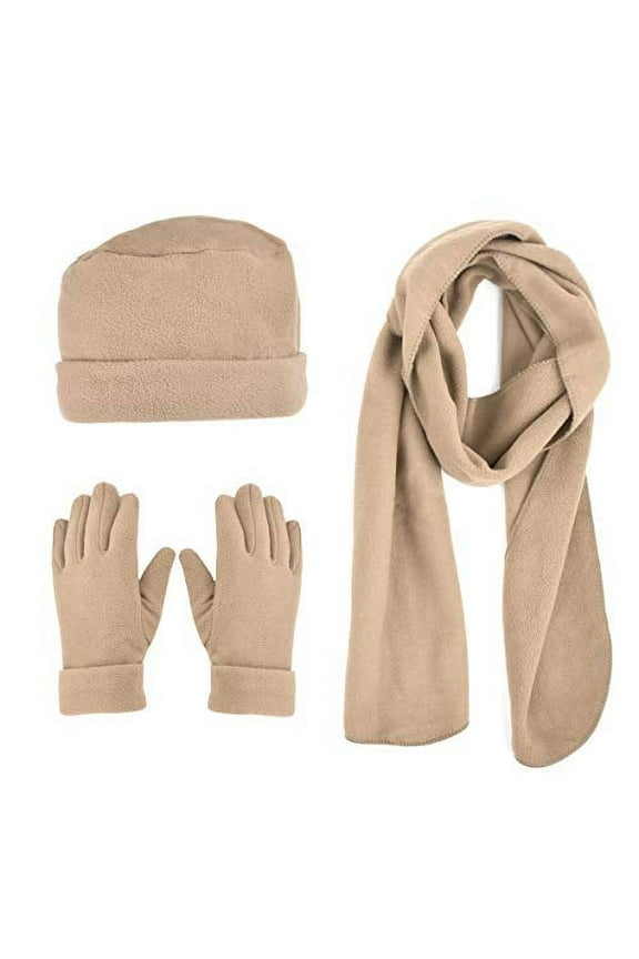 Women's Warm Fleece Hat, Scarf & Glove Set, Multi-Color, 3-Piece