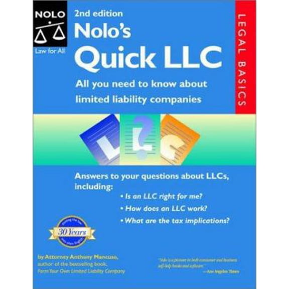 Pre-Owned Nolo's Quick LLC: All You Need to Know About Limited Liability Companies (Paperback) 0873379292 9780873379298