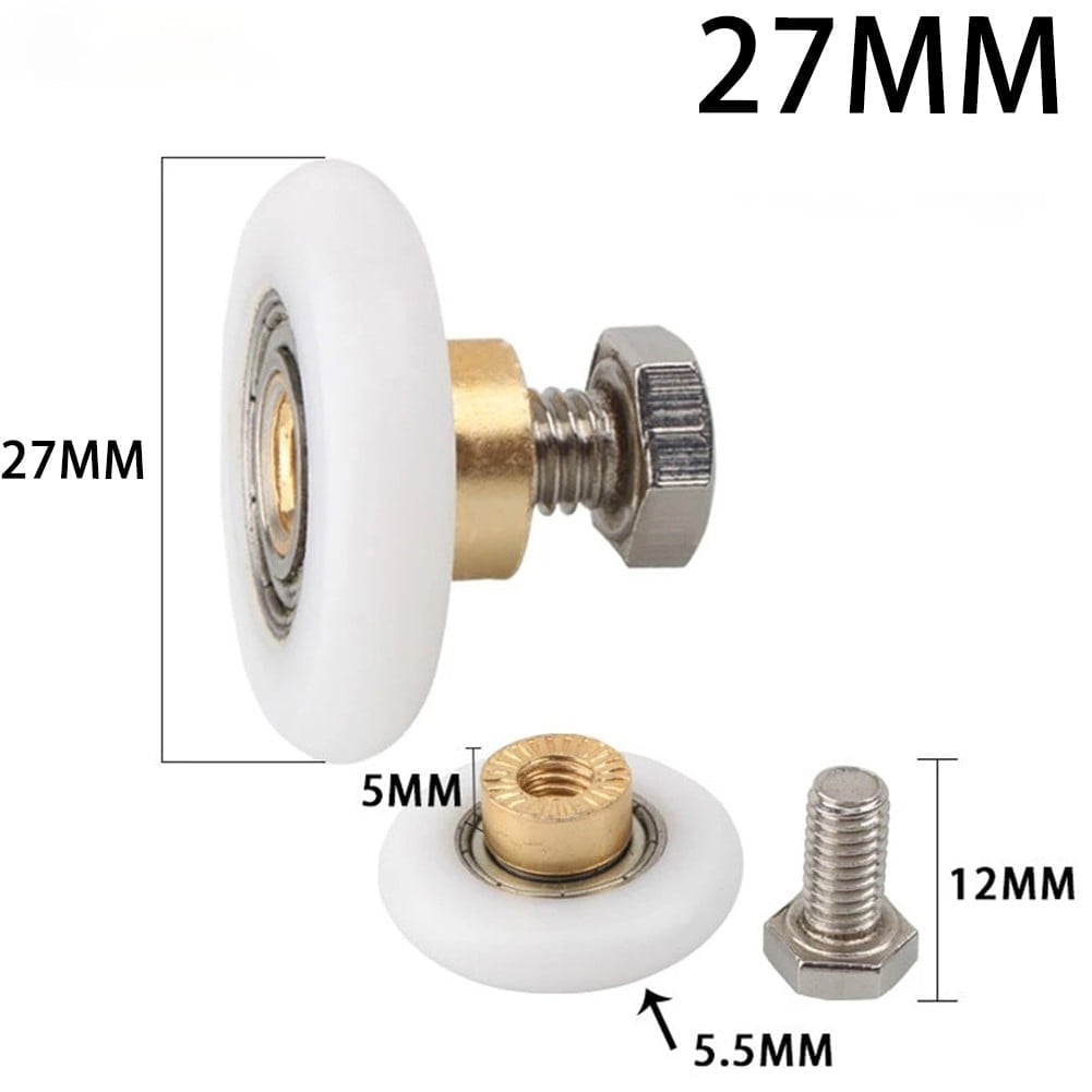 4-Pack 27mm Shower Door Wheels Rollers - Nylon & Copper Replacement Pulleys For Glass Sliding Doors