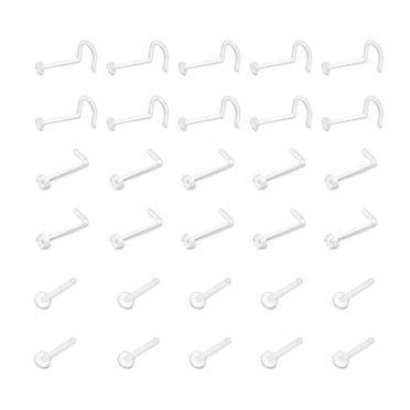 120pc 22G Surgical Steel Nose Ring Set – L-Shaped Pins & Bone Studs 1.5-2.5mm CZ