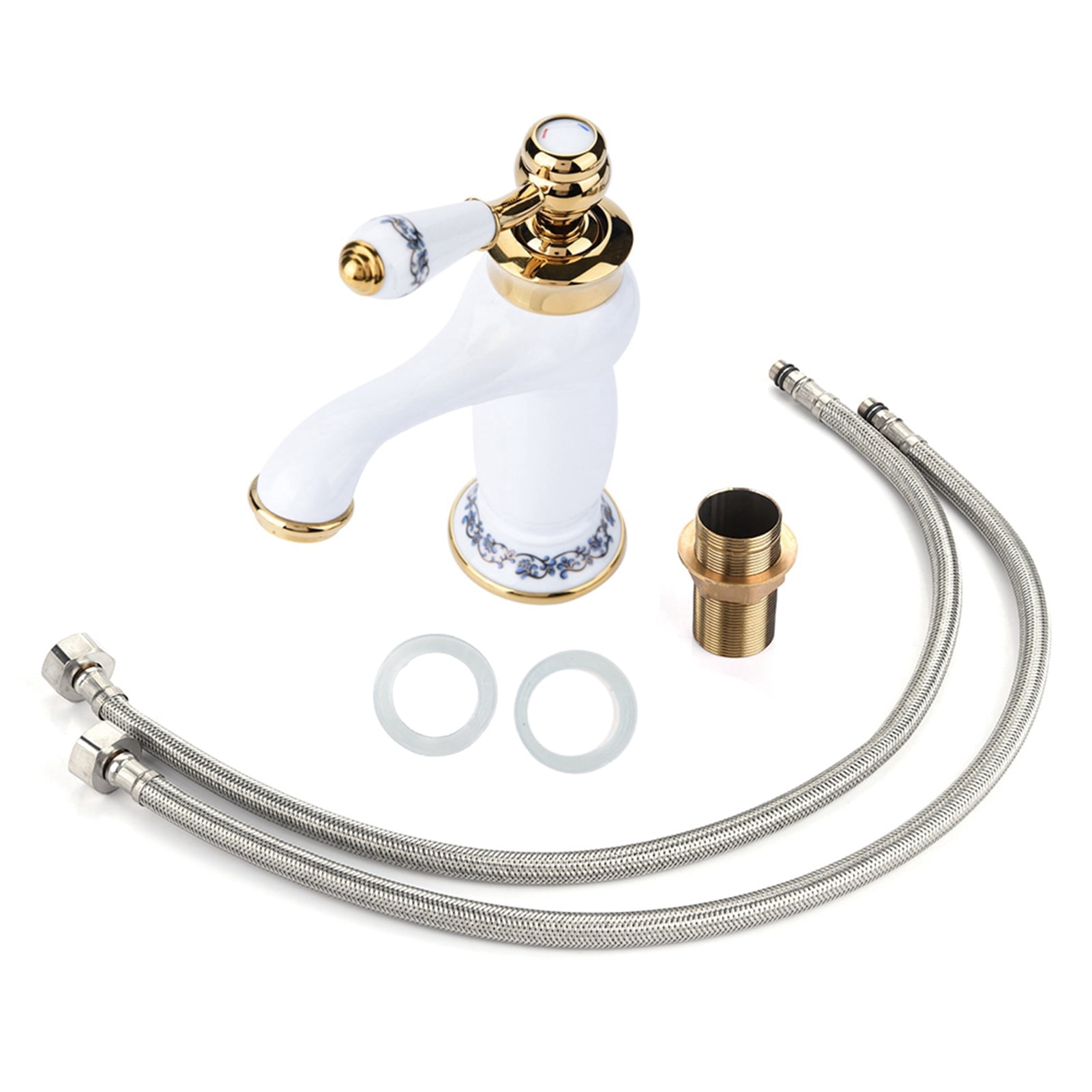 Nololo Home Sink Water Tap?Floral Pattern Single Handle Mixer Tap Cold ...