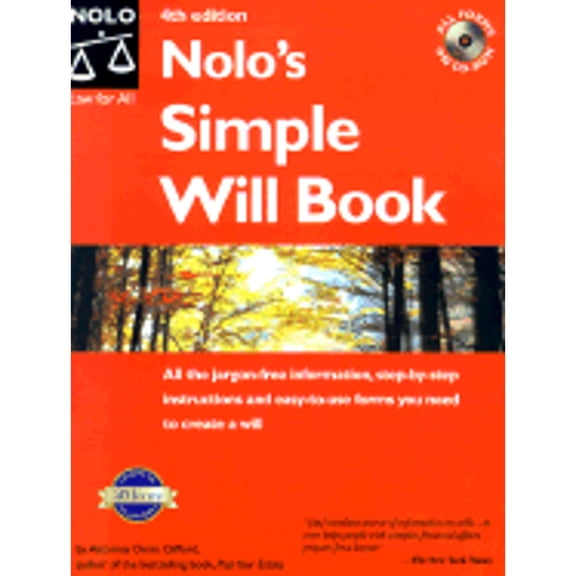 Pre-Owned Nolo's Simple Will Book (Nolo's Simple Will Book, 4th ed) (Paperback) 0873377125 9780873377126