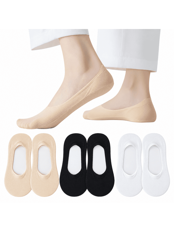 Nolvea Socks No-Show Comfort Liners, Cushioned Low-Cut Foot Covers with Anti-Slip Heel Grip for Loafers, Flats, Sneakers and Dress Shoes