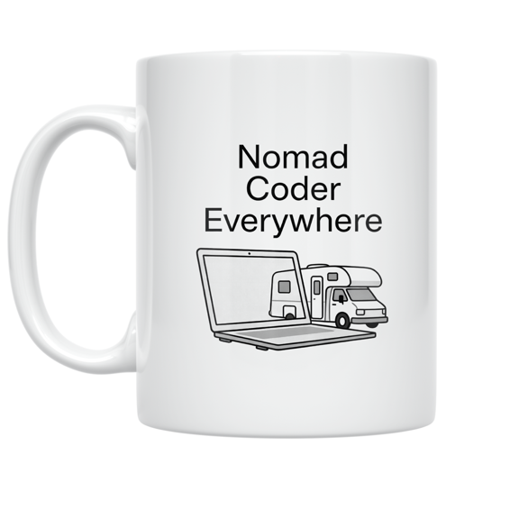 Nomad Coder Everywhere Design - Tech Traveler - 11 oz Ceramic Coffee Mug