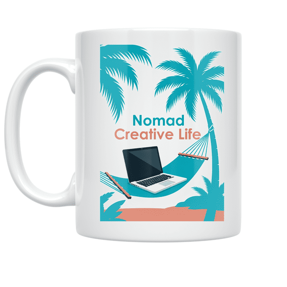 Nomad Creative Life Laptop Hammock Art - Digital Nomad - 11 oz Ceramic Coffee Mug