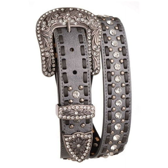 Nomad Creek Women's Rhinestone Leather Belt With Stitch