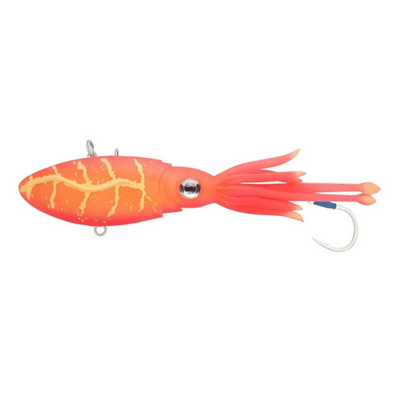 Nomad Design Squidtrex Fishing Lure with Patented Technology Vibration Design - TPE Soft Plastic, BKK Assist Hooks, Squid Lure - 220 Vibe 9" - 21oz - Pink Lumo Glow