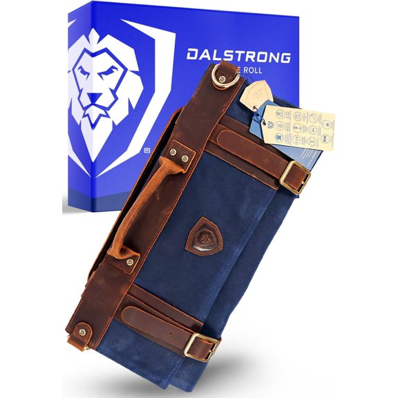 Nomad Knife Wrap Roll - 12oz Waxed Canvas Top Grain Leather Knife Roll Bag- 13 Slots - Interior & Rear Zipper Pockets - Travel Storage with Blade