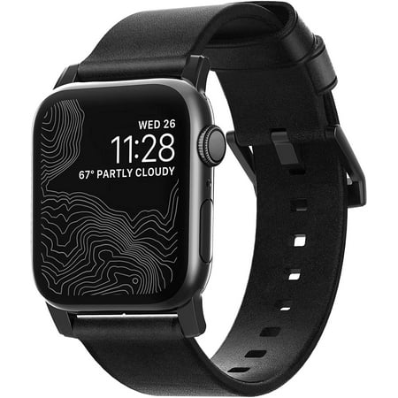 Nomad - Modern Leather Watch Strap for Apple Watch® 42mm and 44mm - Slate Gray