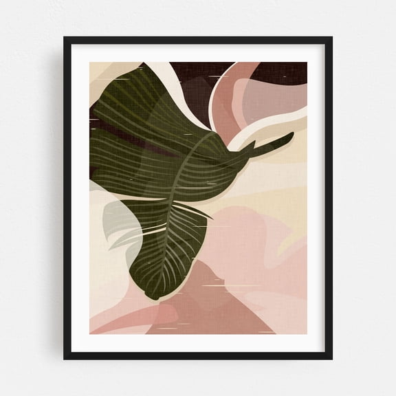 Nomad Plants - Illustration Abstract Botanical Minimalist Tropical Nature Geometric Modern Art Black Framed Wall Art Print 11 x 14 inches