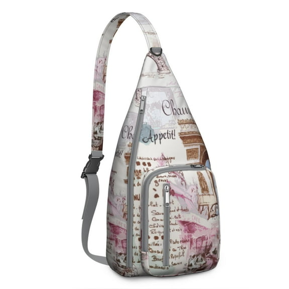 Nomad Travel Sling Backpack&nbsp;- Lightweight Durable Crossbody Bag with Journey-Themed Pattern, Multi-Functional Storage