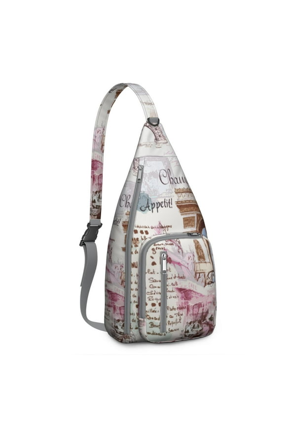 Nomad Travel Sling Backpack&nbsp;- Lightweight Durable Crossbody Bag with Journey-Themed Pattern, Multi-Functional Storage