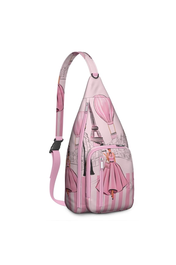 Nomad Travel Sling Backpack - Lightweight Durable Crossbody Bag with Journey-Themed Pattern, Multi-Functional Storage