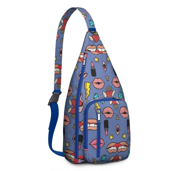 Nomad Travel Sling Backpack - Lightweight Durable Crossbody Bag with Journey-Themed Pattern, Multi-Functional Storage