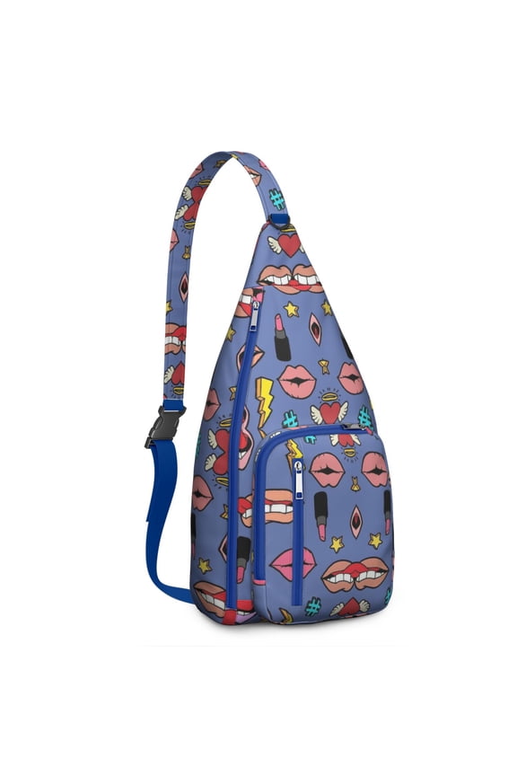 Nomad Travel Sling Backpack - Lightweight Durable Crossbody Bag with Journey-Themed Pattern, Multi-Functional Storage