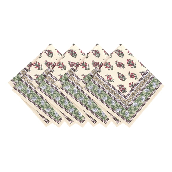 Elrene Home Fashions Nomad Harvest Block Print Napkins, Set of 4, Multicolor, 17" x 17"