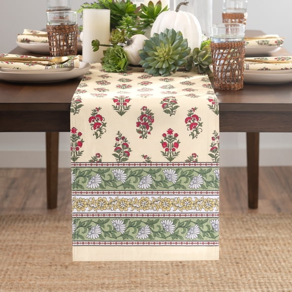 Elrene Home Fashions Nomad Harvest Block Print Table Runner, Multicolor, 13" x 70"