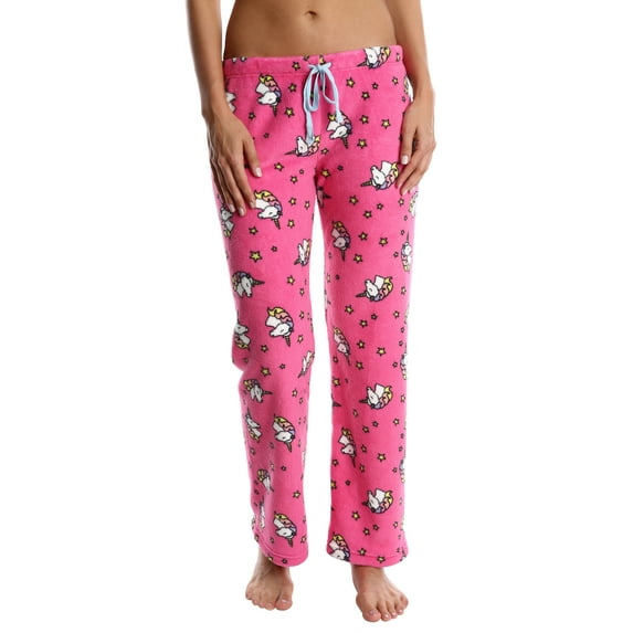 Nomad Women's Plush Pajama Pants - Ladies Lounge & Sleepwear Bottoms - Pink Unicorn, X-Large