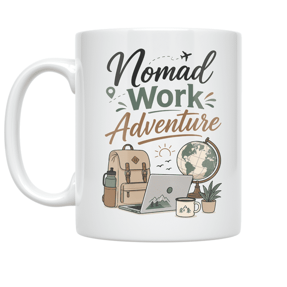 Nomad Work Adventure Design - Digital Nomad - 11 oz Ceramic Coffee Mug