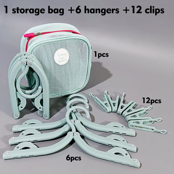 NomadGear Ultra-Compact Folding Travel Hangers Set, 6-Pack Portable Clothes Hangers with Organized Storage Bag, Space-Saving Collapsible Drying Rack for Hotel Business Trips & RV