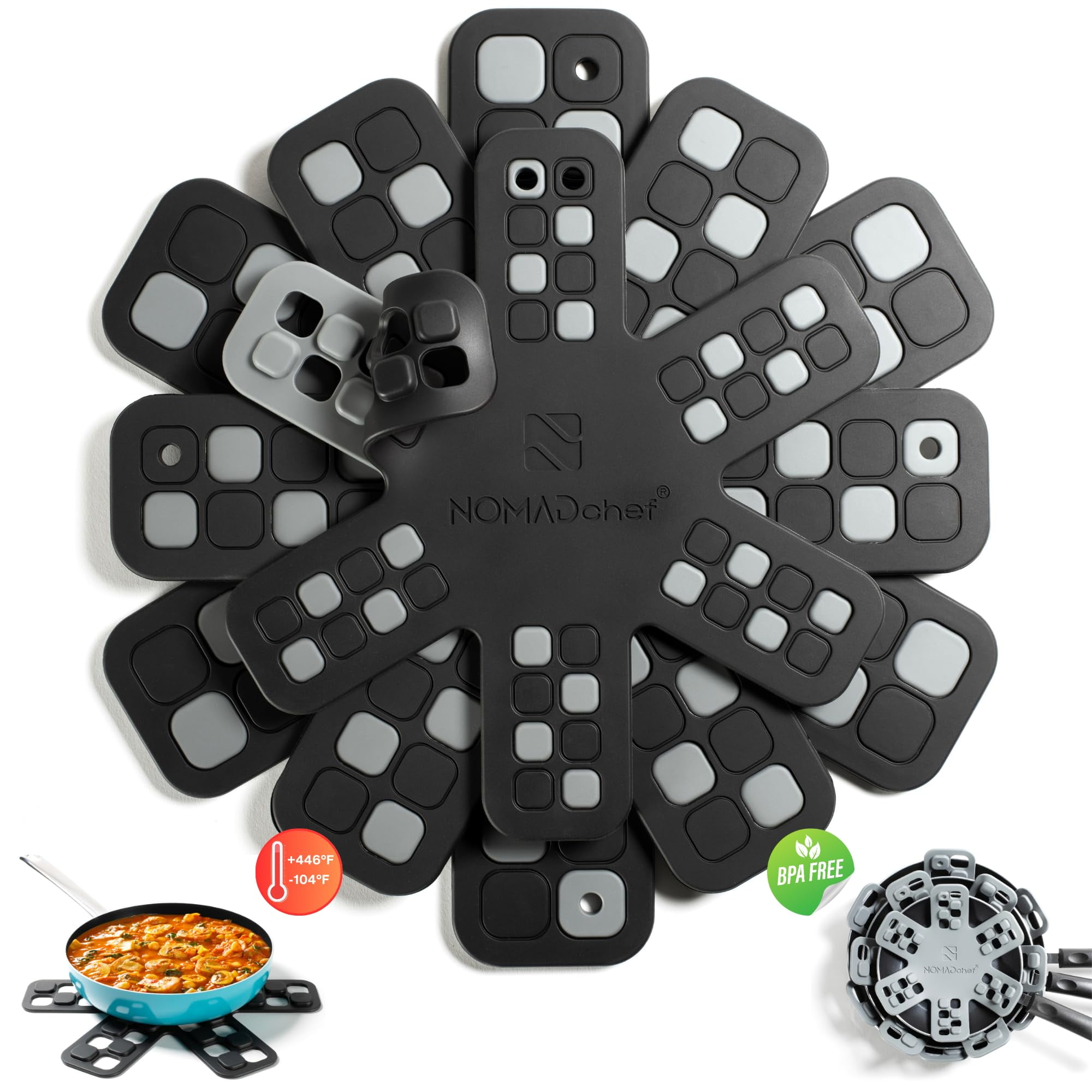 Nomadchef: Dual-Use Silicone Pan Protectors for Stacking & Trivets for ...