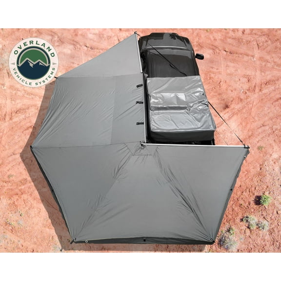Nomadic 270 Driver - Dark Gray Awning with Bracket Kit and Extended Poles