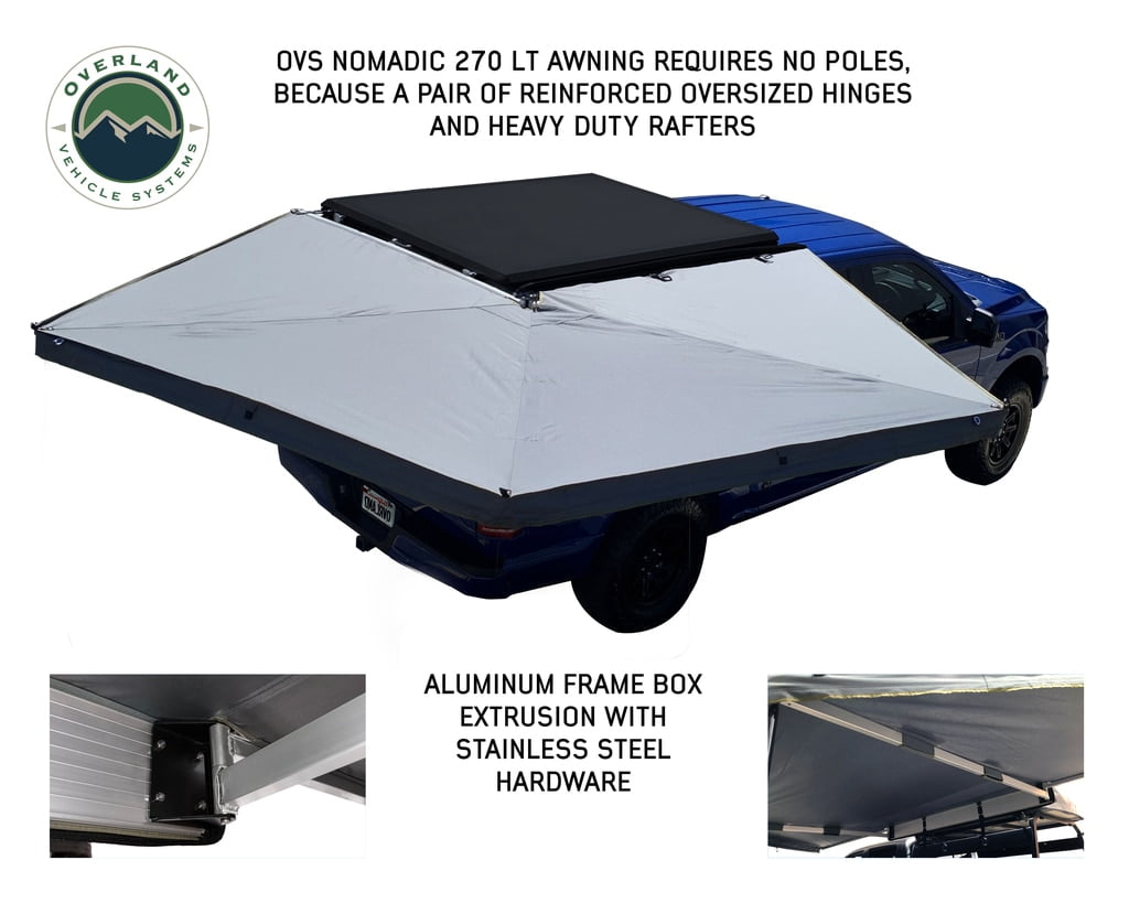 OVERLAND VEHICLE SYSTEMS Overland Nomadic 270 LT Awning Passenger Side Dark Gray Cover Nomadic 270 LT Awning