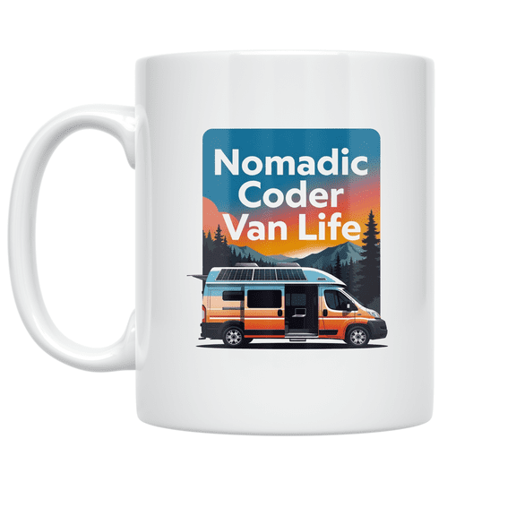 Nomadic Coder Van Life Design - Digital Nomad - 11 oz Ceramic Coffee Mug