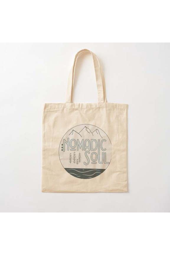 Nomadic Soul Wanderlust Canvas Tote Bags, Reusable Shopping Bag