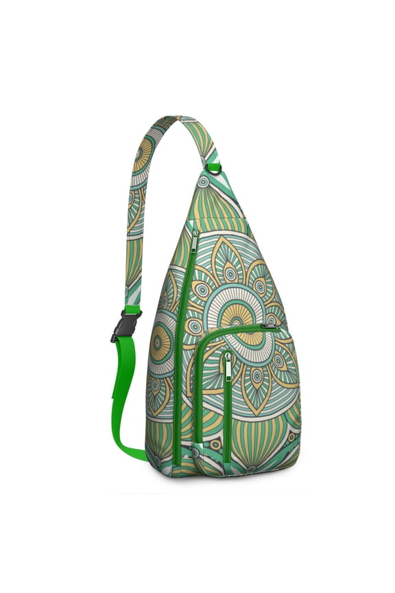 Nomadic Spirit Sling Backpack - Cultural Geometric Print Crossbody Bag, Durable Hiking Essential