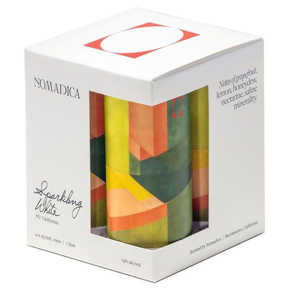 Nomadica Bubbly White Wine Blend Wine Cans, 250 ml, 4 pack, 13% ABV