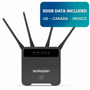 NomadsFi LTE Router, 4G LTE Cat 12 Home and RV WiFi, 50GB US/CA/MX. Data included, Supports using in Canada and Mexico