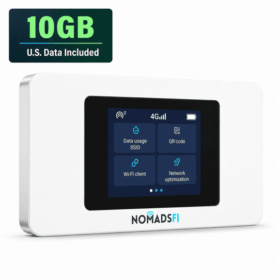 NomadsFi PocketFi X 4G LTE White Mobile Hotspot Device with 10GB U.S. Data
