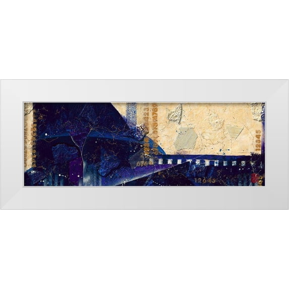 Nomden, Dinie 32x14 White Modern Wood Framed Museum Art Print Titled - Zt.071105 (bleu)