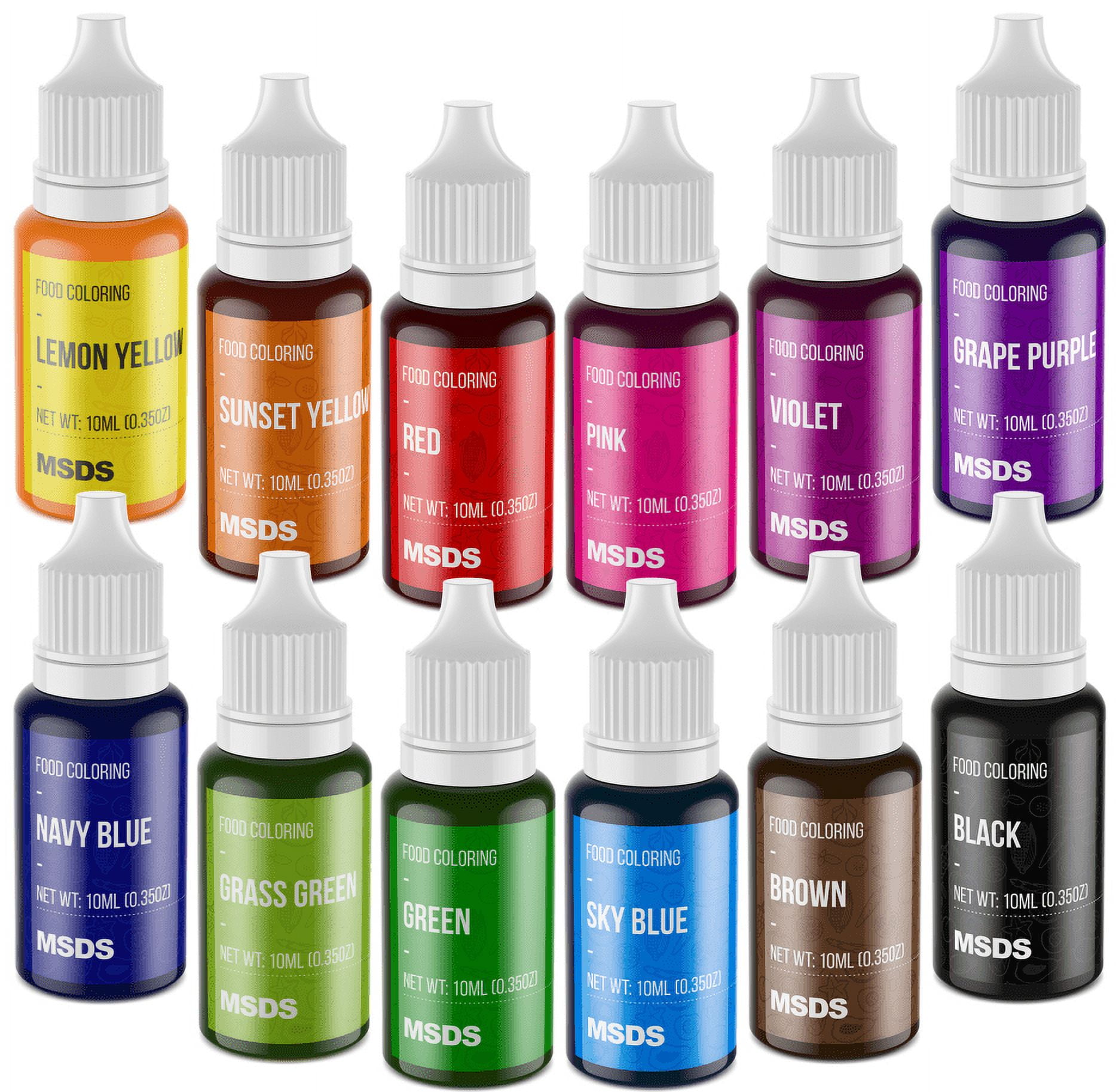 Food Coloring - 10 Color Food Grade Rainbow Fondant Cake Food Coloring  Liquid for Baking, Cake Decorating, Icing and Cooking - Neon Food Dye for  Slime