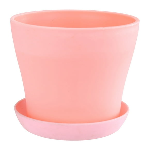 Nomeni 10cm x 8.5cm x 7cm Pink Polyester Plant Planter with Drainage Holes