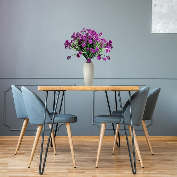 Nomeni 12.6" Artifical Flowers Purple Plastic Faux Plant Home Decor (6 Count)