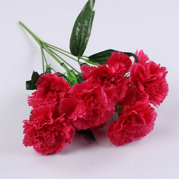 Artificial Flowers Big Sale! Nomeni 1Pc 7-Pronged Carnation, Mother's Day Gift Carnations Artificial Flowers Real Artificial Flowers Home Office Wedding Decoration Arrangement Bouquet Decorative