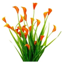 Nomeni Clearance 2 Bundles Artificial Outdoor Flowers Fake Flowers Green Shrubs Garden Porch, Artificial Flowers For Outdoors Clearance Sale, 2Pc Artificial Flowers Orange