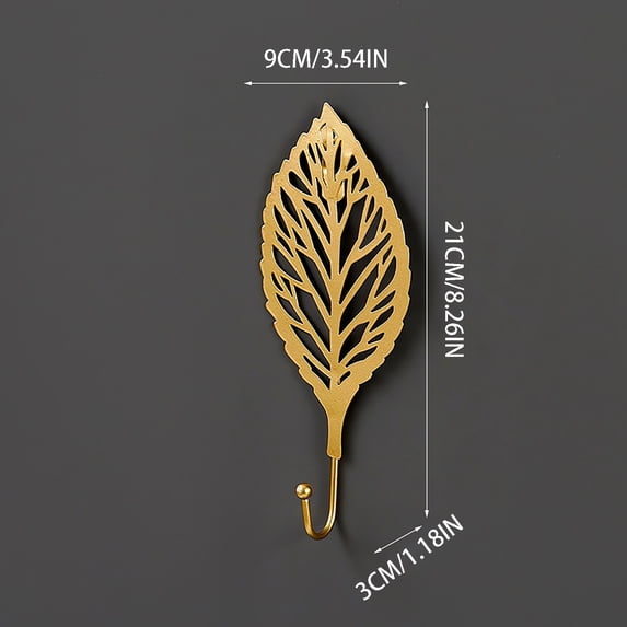 Nomeni Clearance Storage Case Perforated Free Decorative Coat Hook Wrought Iron Light Home Luxury Metal Leaf Hook, Room Decor Clearance Sale