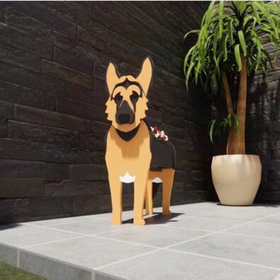 Nomeni Dog Animal Wood Garden Planter with Drainage Holes