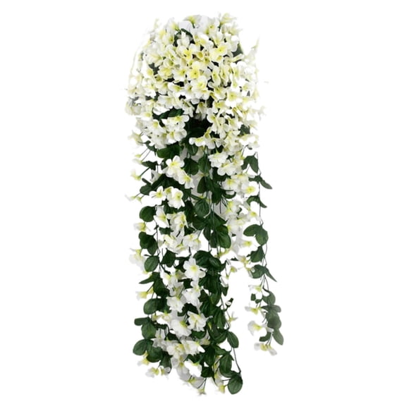 Nomeni Fake Flowers Clearance, Artificial Orchid Flower Hanging Hanging Wall Bunch Hanging Violet Garland Wisteria Flowers Basket Artificial Artificial Flowers Wooden Flowers Home Decor White