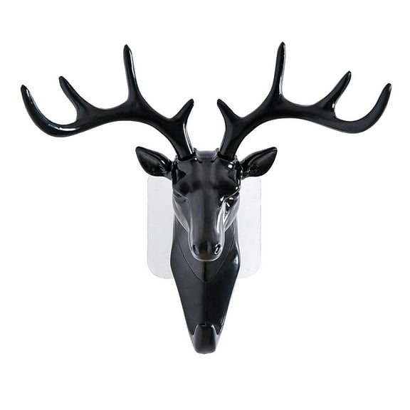 Nomeni Hooks Clearance, Deer Head Self Adhesive Wall Door Hook Hanger Bag Keys Sticky Holder Apartment Essentials Black