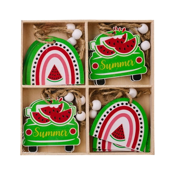 Clearance! Nomeni Ornaments 12Pcs Hangings Watermelon Style 4 Boxes Wooden Pendant Summer Simulation Watermelon Small Pendant Home Decor